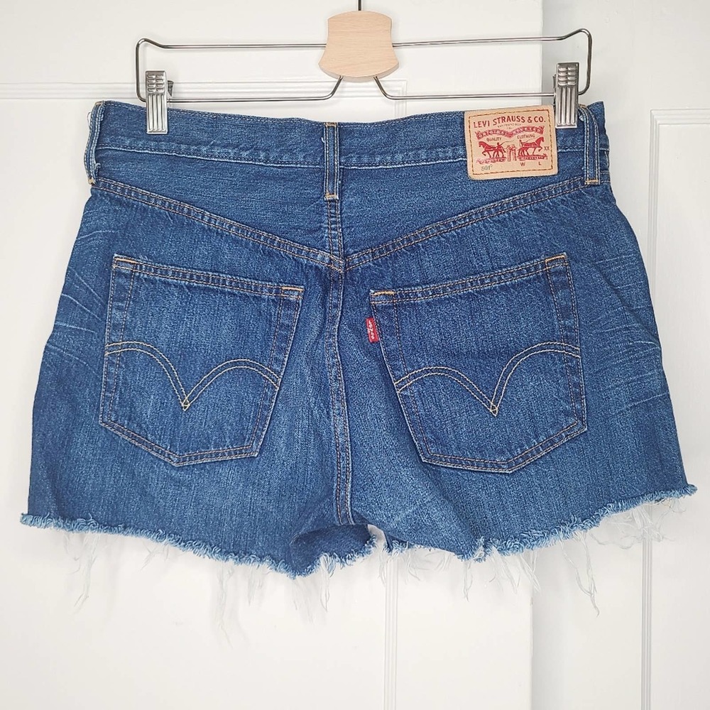 Levi's 501 Original High Rise Cut Off Denim Shorts - Picture 3 of 5
